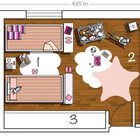 План комнаты. 1 - спальная зона; 2 - игровая зона; 3 - плательный шкаф.