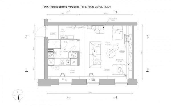 План нижнего уровня квартиры