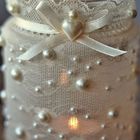 Самодельный светильник в стиле шебби шик из обычной банки украшенной кружевом, лентой и бисером.